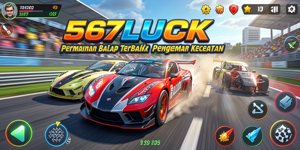 Screenshot gameplay 567LUCK yang menunjukkan aksi balap mendebarkan.