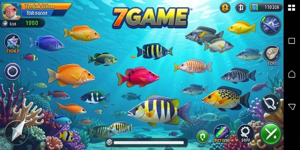 Tampilan menakjubkan dari gameplay 7GAME Tembak Ikan.