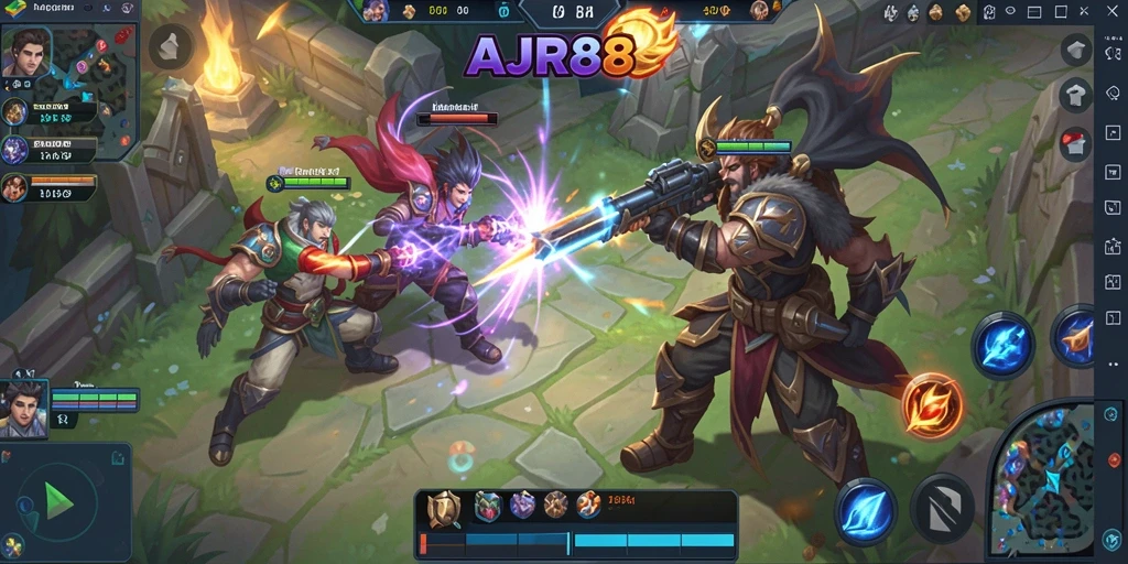 Tampilan menarik dari gameplay MOBA AJR88 saat pertarungan berlangsung.