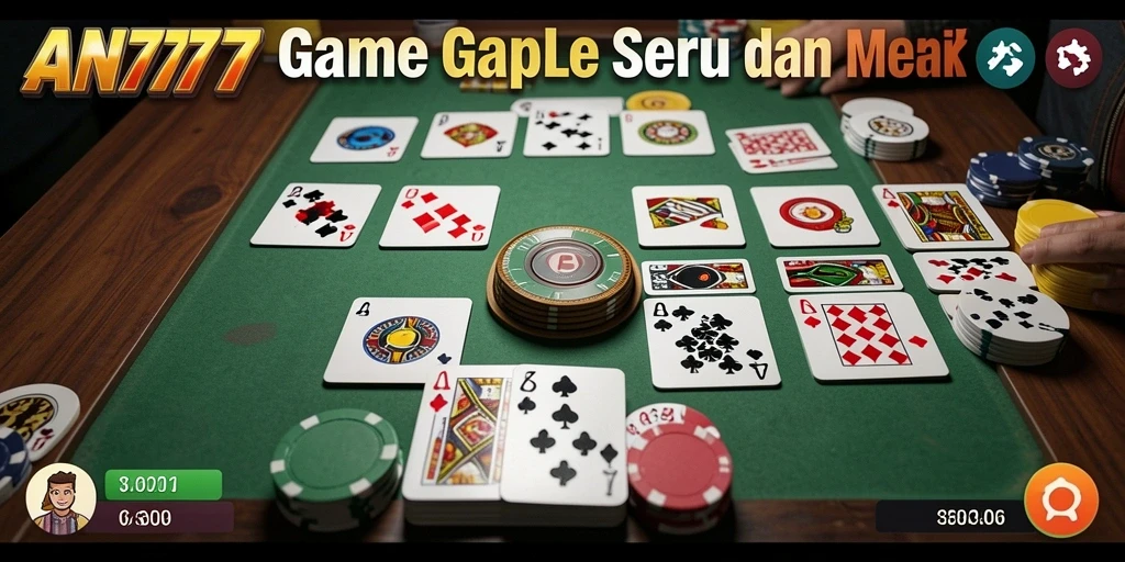 Screenshot AN777 menampilkan pengalaman bermain Gaple yang seru dan interaktif.