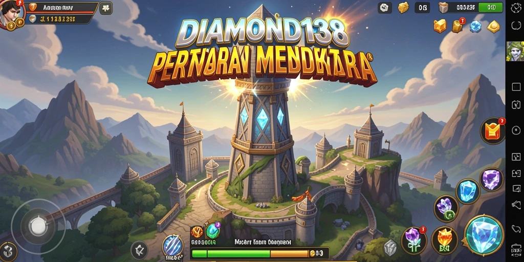 Tampilan gameplay menegangkan dari DIAMOND138 dengan menara bertahan melawan gelombang musuh.