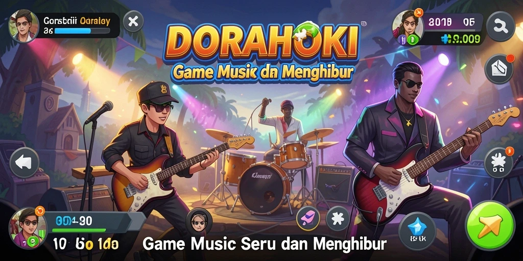 Tampilan gameplay seru dari DORAHOKI dengan berbagai lagu.