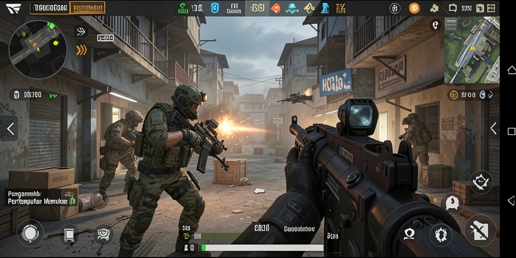 Tangkapan layar DS99 menampilkan aksi tembak-menembak yang mendebarkan dalam game FPS.