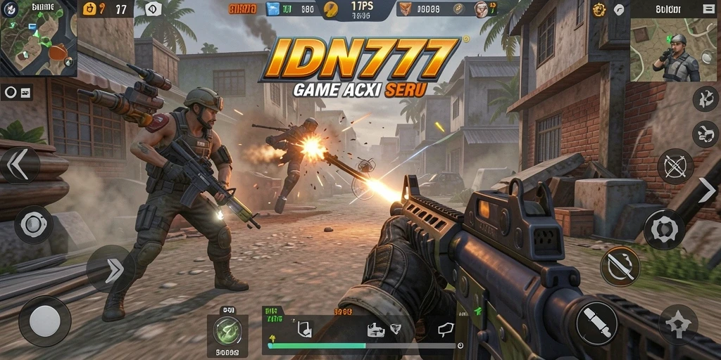 Screenshot gameplay IDN777 yang menampilkan aksi seru di battlefield TPS.