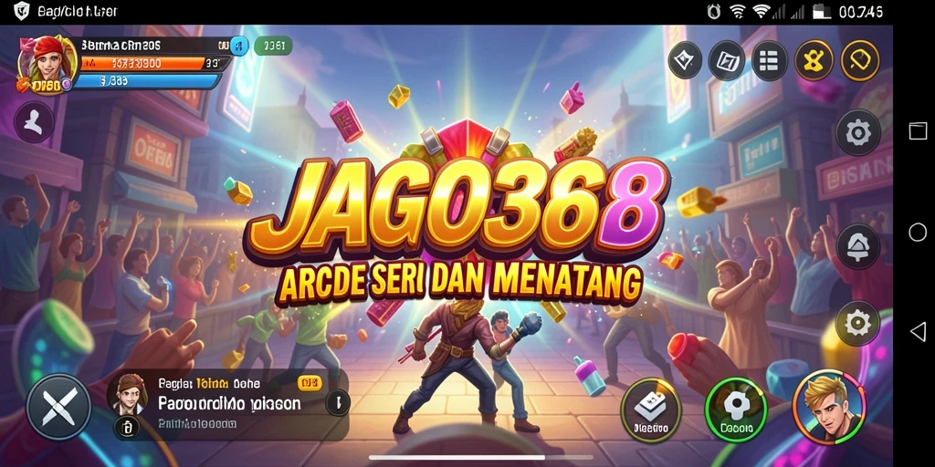 Screenshot utama menampilkan gameplay dinamis dan penuh warna dari JAGO368.