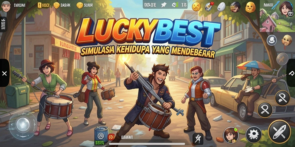 Tampilan gameplay dari LUCKYBEST yang menampilkan interaksi karakter.