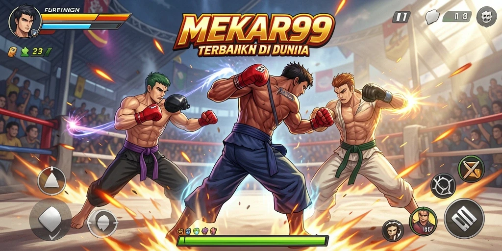 Tampilan gameplay seru dengan pertarungan dinamis di MEKAR99.