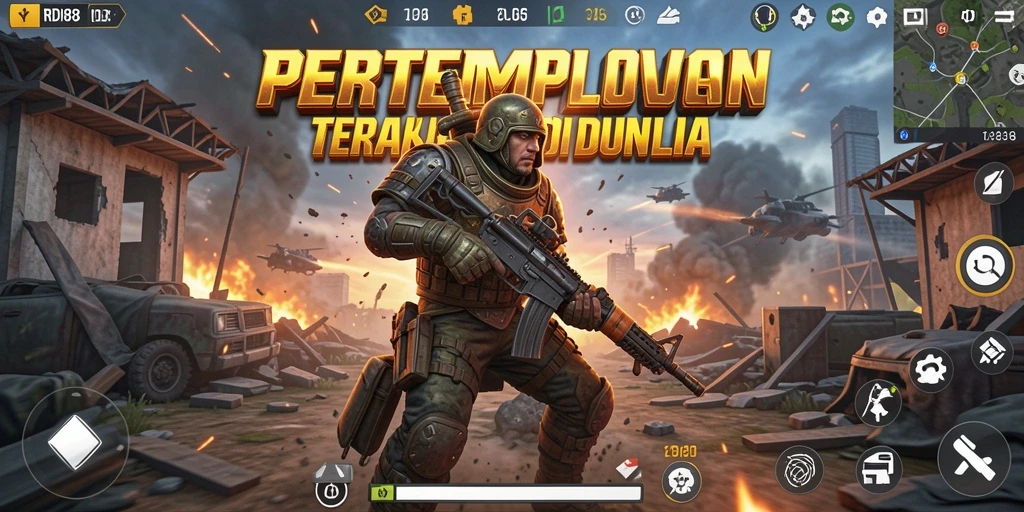 Tangkapan layar RDI88 menampilkan pertarungan seru dalam gameplay Battle Royale.